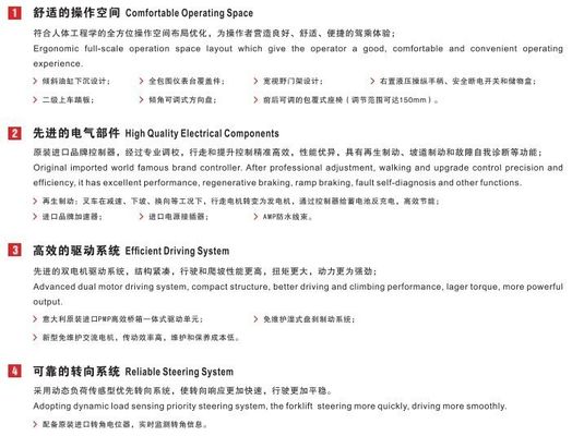 5ton 6ton Electric Forklift Truck Battery with 1220mm Fork and 5.5m 5500mm Mast Triplex