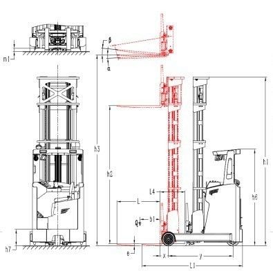 1.5 Ton 2 Ton Indoor Warehouse Aisle Electric Forklift CQD16 CQD20 Battery Reach Truck
